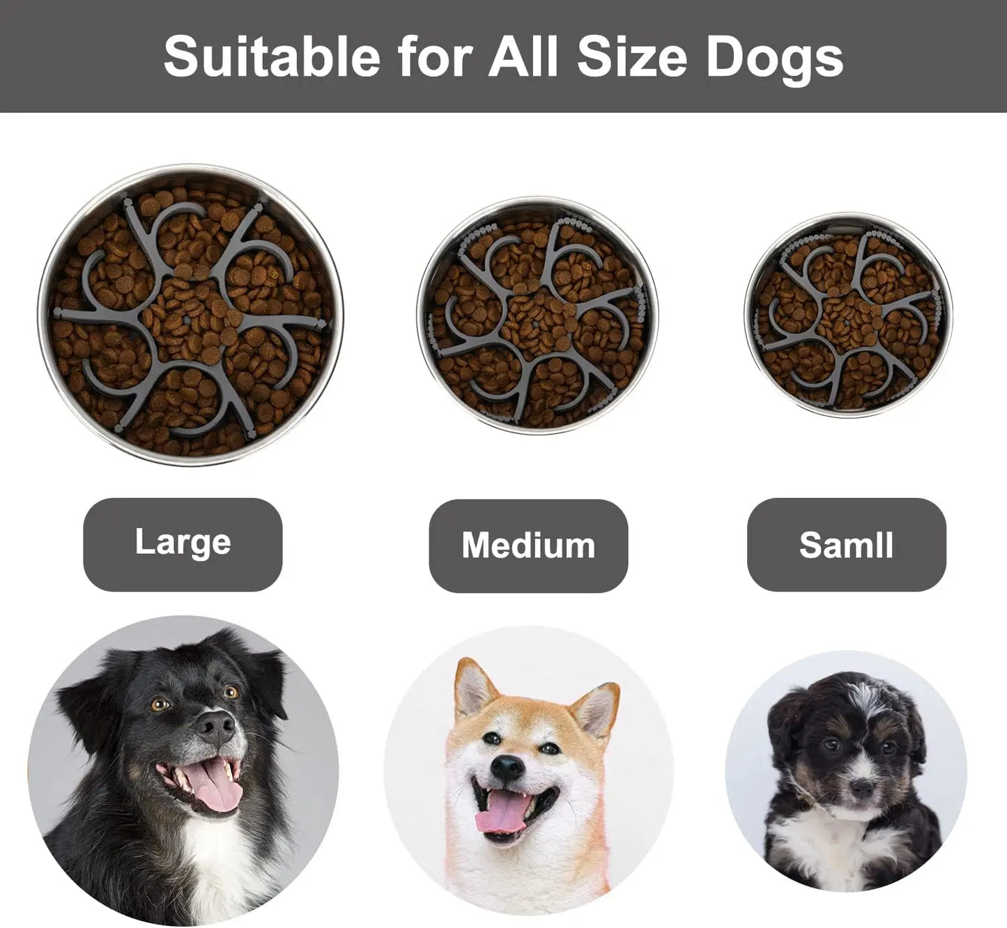 Spiral Slow Feeder Insert for Dog Bowls with Suction Base