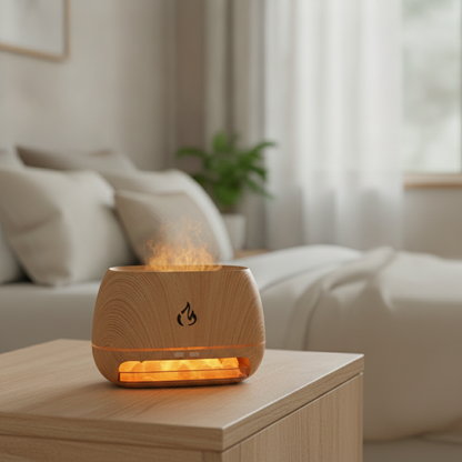 Salt Rock Flame-Effect Night Light with Warm Glow