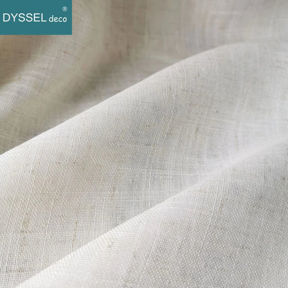 Linen-Look Sheer Curtain Panel White Grommet Window Drapes for