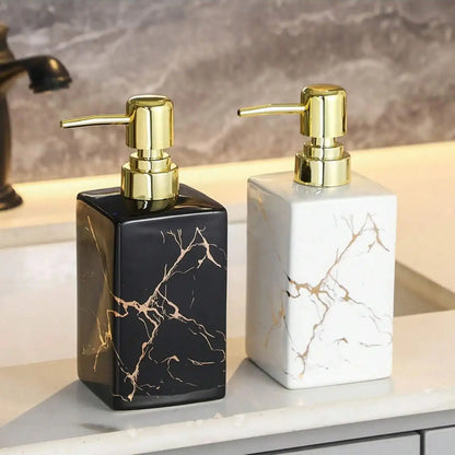 Marble Texture Ceramic Soap Dispenser 350ml Refillable Bathroom