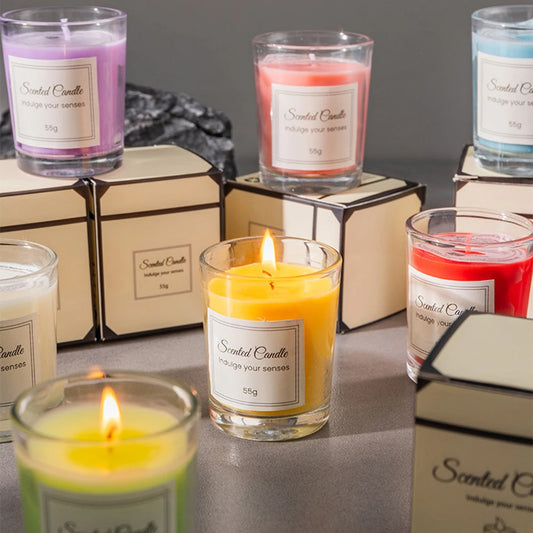 Premium Aromatherapy Soy Candle Gift Box Glass Jar Smokeless 50-Hour