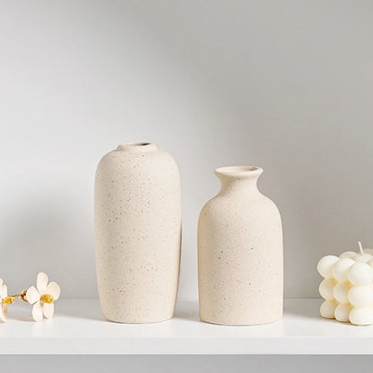 Cream Speckled Ceramic Bottle Vase, Minimalist - home decor piece, view 1 of 3