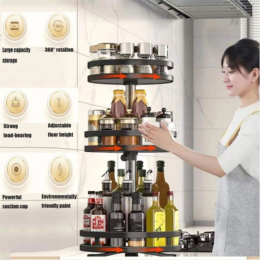 360 Rotation Spice Rack Organizer Lazy Susan Non-Slip Kitchen