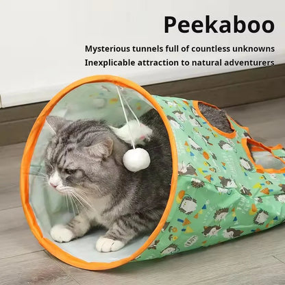 Collapsible Crinkle Cat Tunnel with Peek Holes & Toy