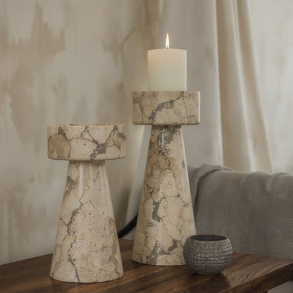 Travertine Pillar Candle Holder, Minimalist - home decor piece, view 2 of 3