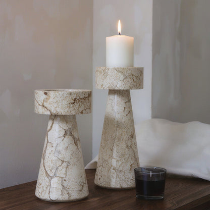Travertine Pillar Candle Holder, Minimalist - home decor piece, view 3 of 3