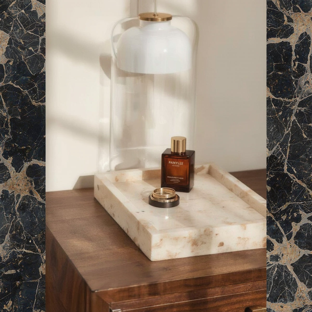 Travertine Vanity Tray, Minimalist Catchall
