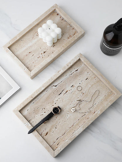 Travertine Vanity Tray, Minimalist Catchall