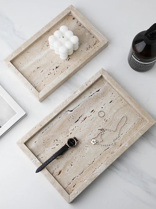 Travertine Vanity Tray, Minimalist Catchall