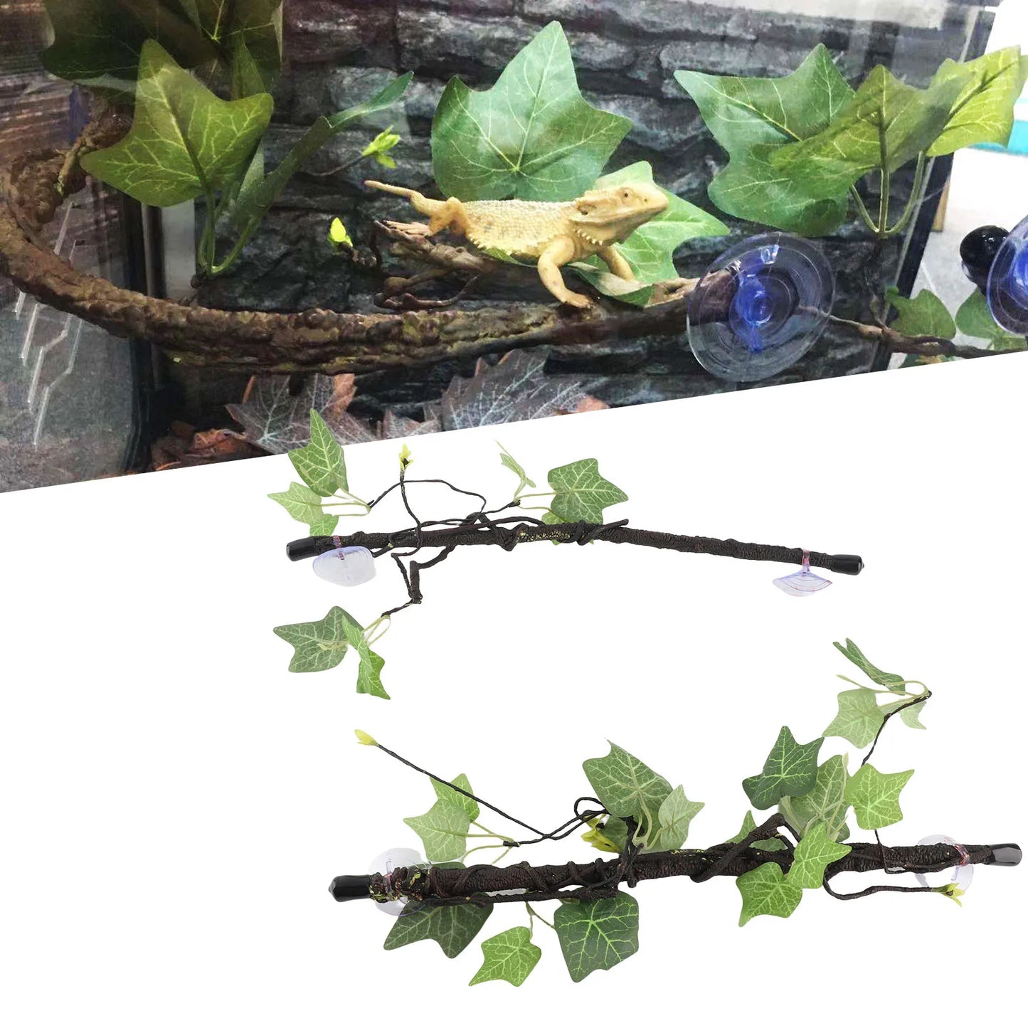 Flexible Reptile Climbing Vine With Suction Cup Mounts