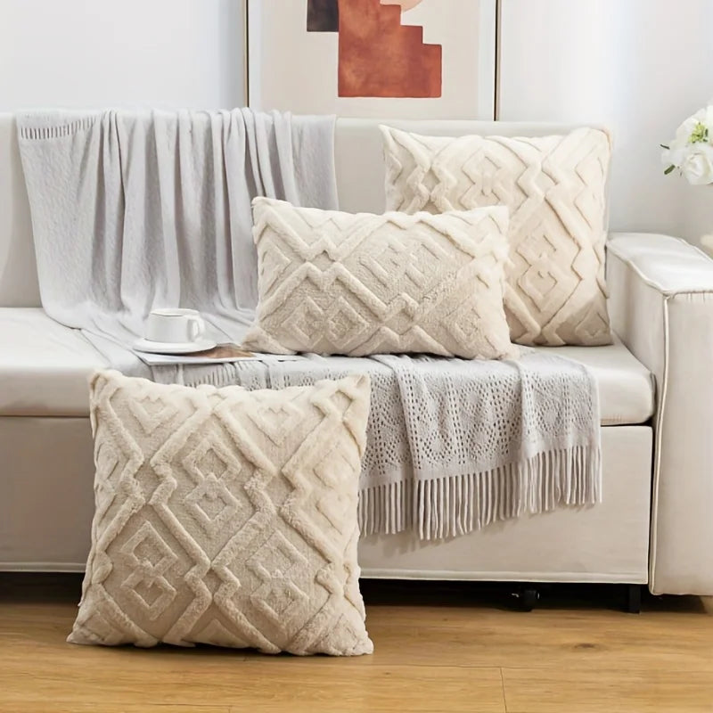 Snowflake Velvet Jacquard Throw Pillow Cover Decorative Textured