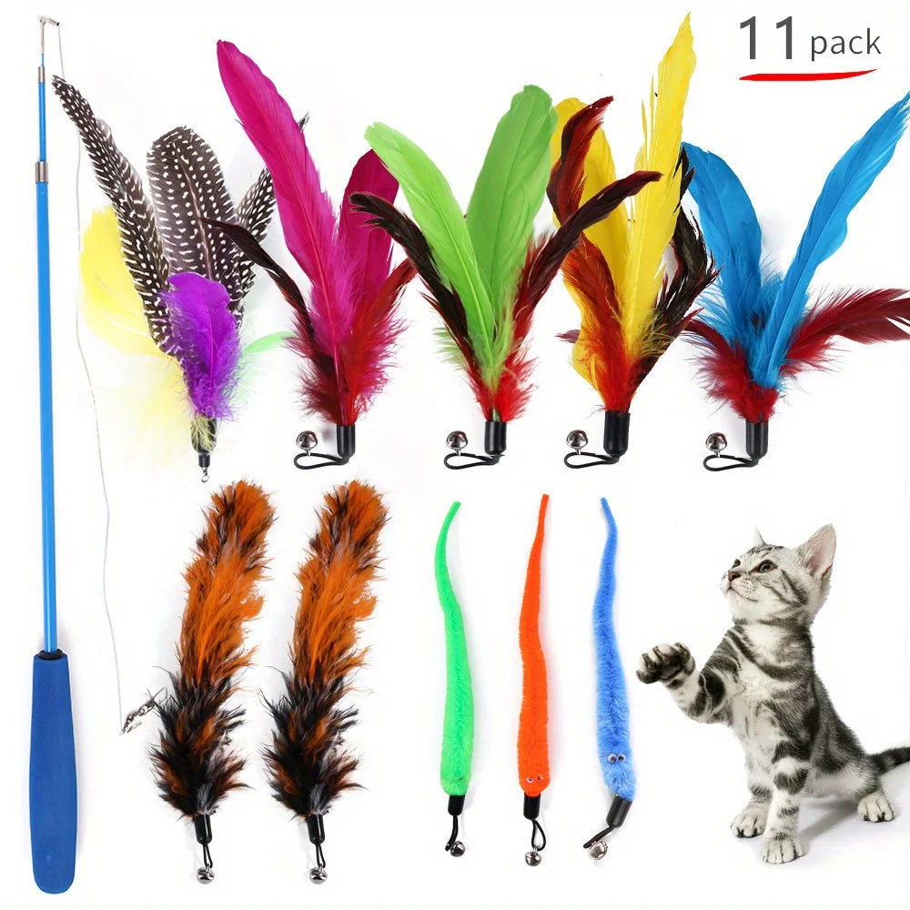 Feather Teaser Wand Value Set With Refills for Cats